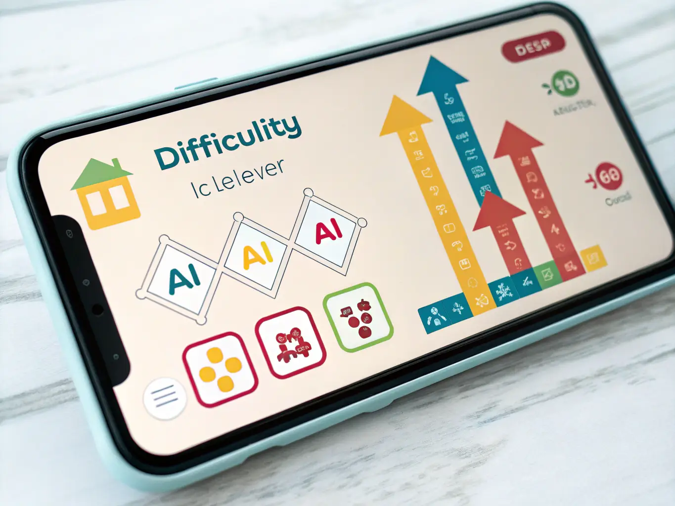 A screenshot showcasing the AI's adaptive learning feature in the AI Casual Puzzle Game, demonstrating how the game adjusts difficulty based on player performance.