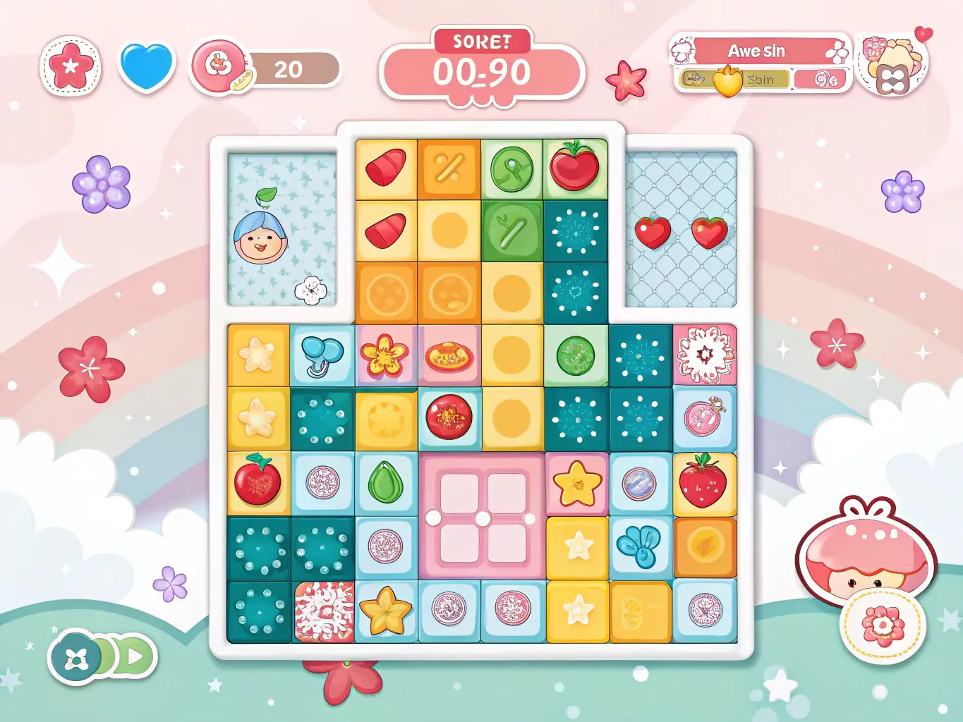 A vibrant screenshot of the AI Casual Puzzle Game, showcasing its intuitive interface and engaging puzzle elements, with AI hints subtly displayed.